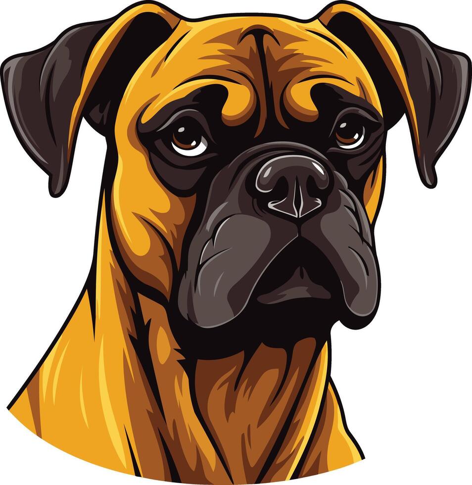 A cartoon boxer dog with a friendly face, perfect for pet related designs, social media, or merchandise vector