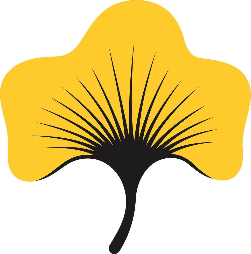 Simple and elegant ginkgo leaf illustration in yellow and black vector