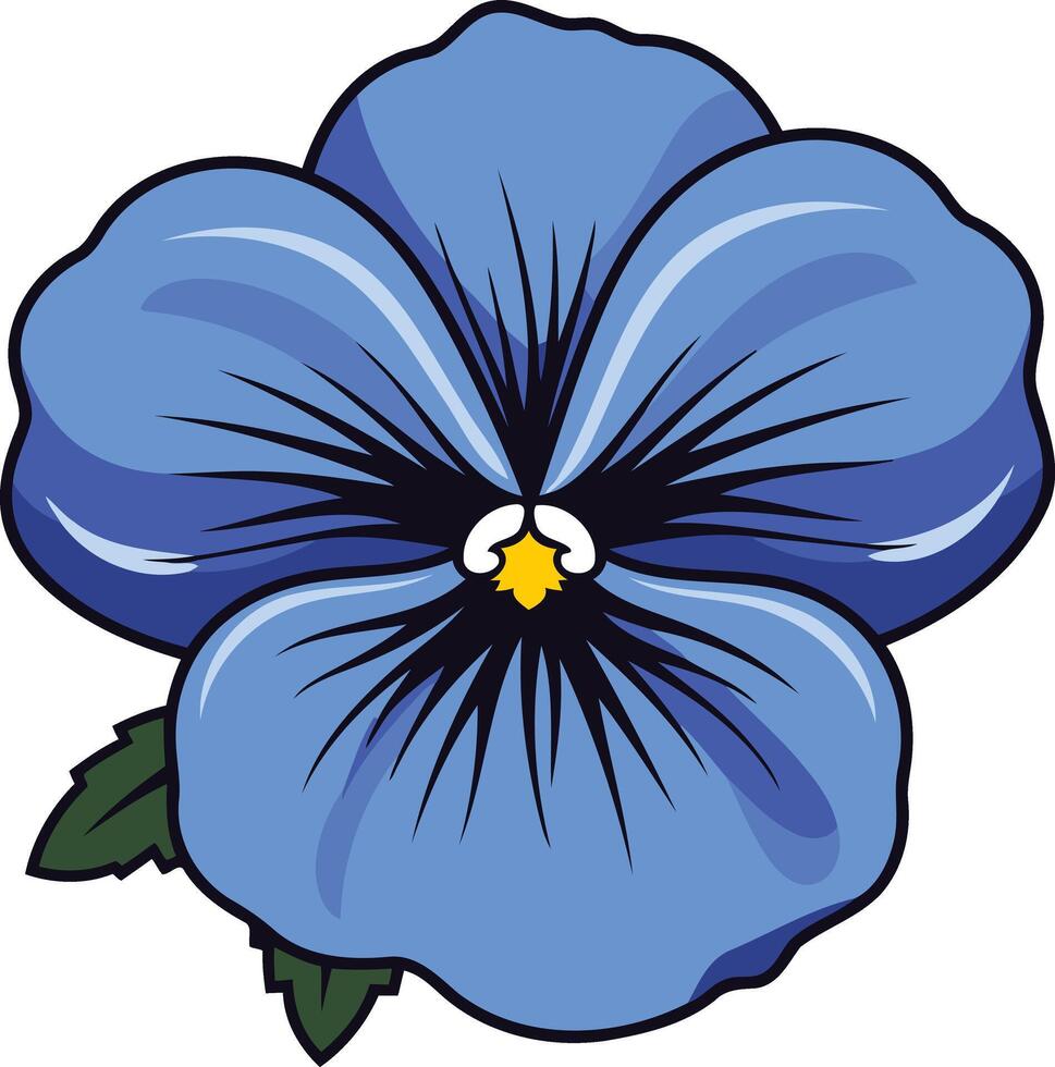 A vibrant blue pansy with a yellow center, perfect for adding a touch of nature to your designs vector