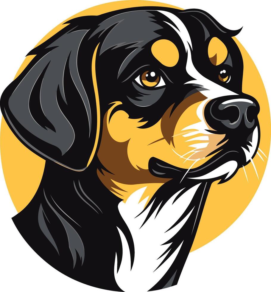 A friendly and bold illustration of a bernese mountain dog, perfect for pet related businesses, websites, or branding materials vector