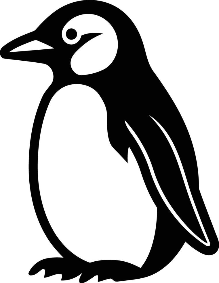 Simple black and white illustration of a penguin vector