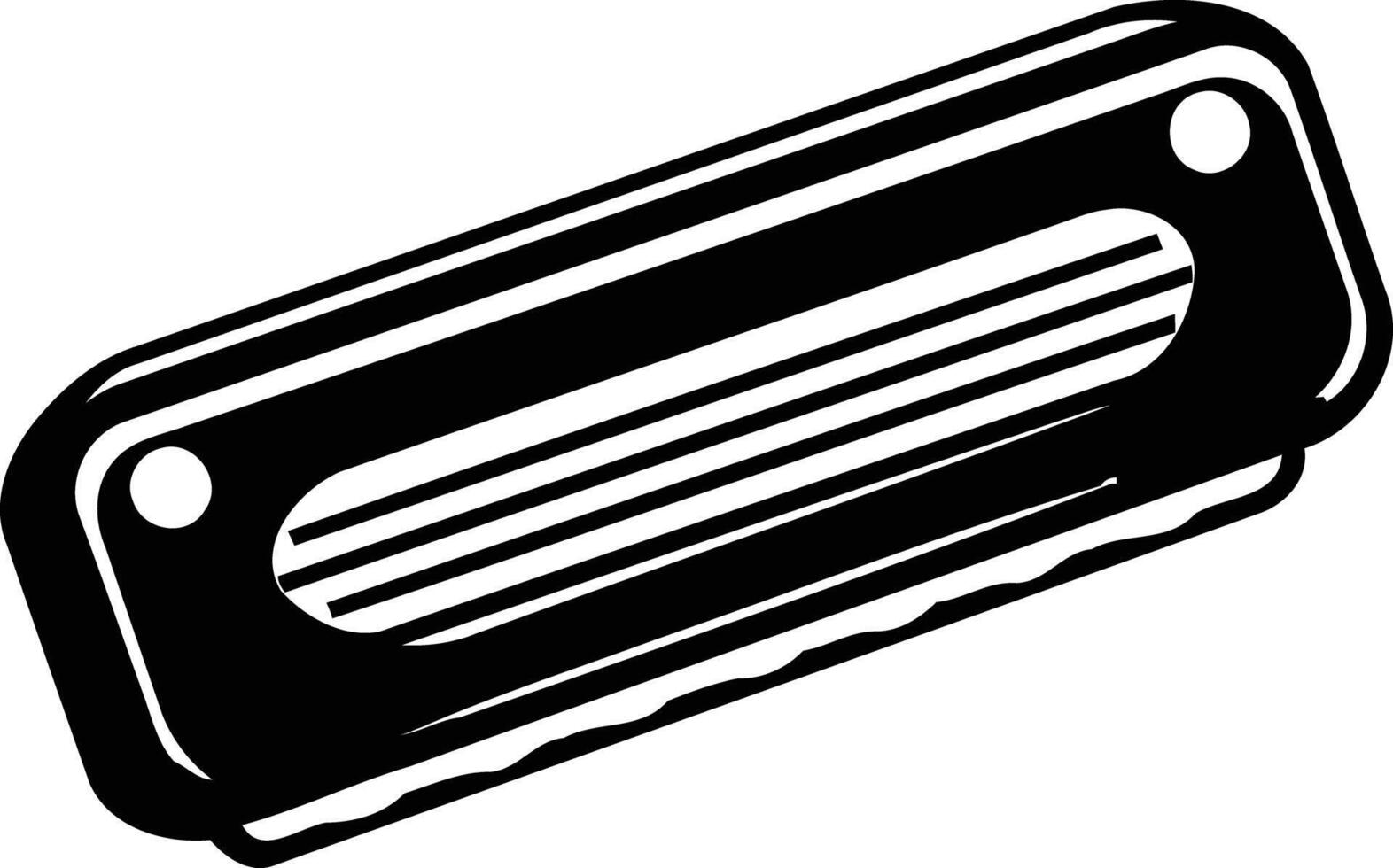 Black and white element illustration of a harmonica vector