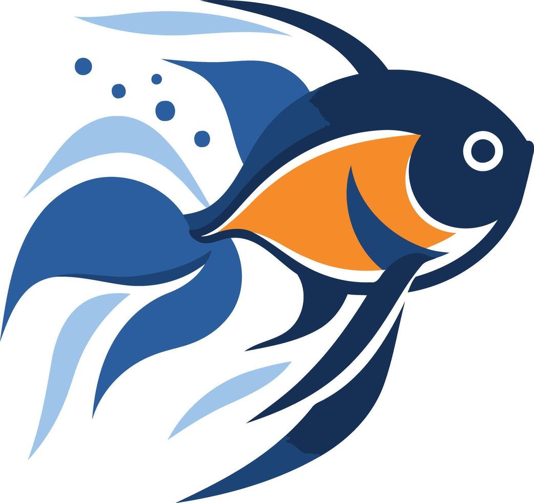 Stylized blue and orange fish design, perfect for logo, branding, or icon vector