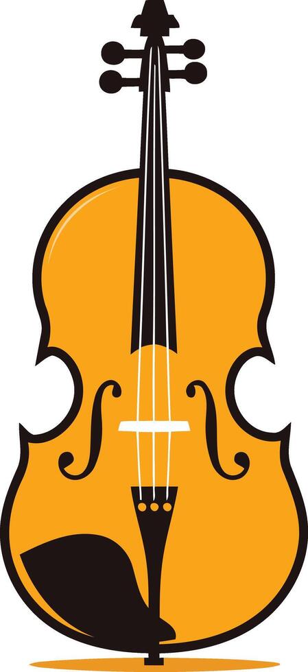 Simple, minimalist illustration of a violin in orange and black vector
