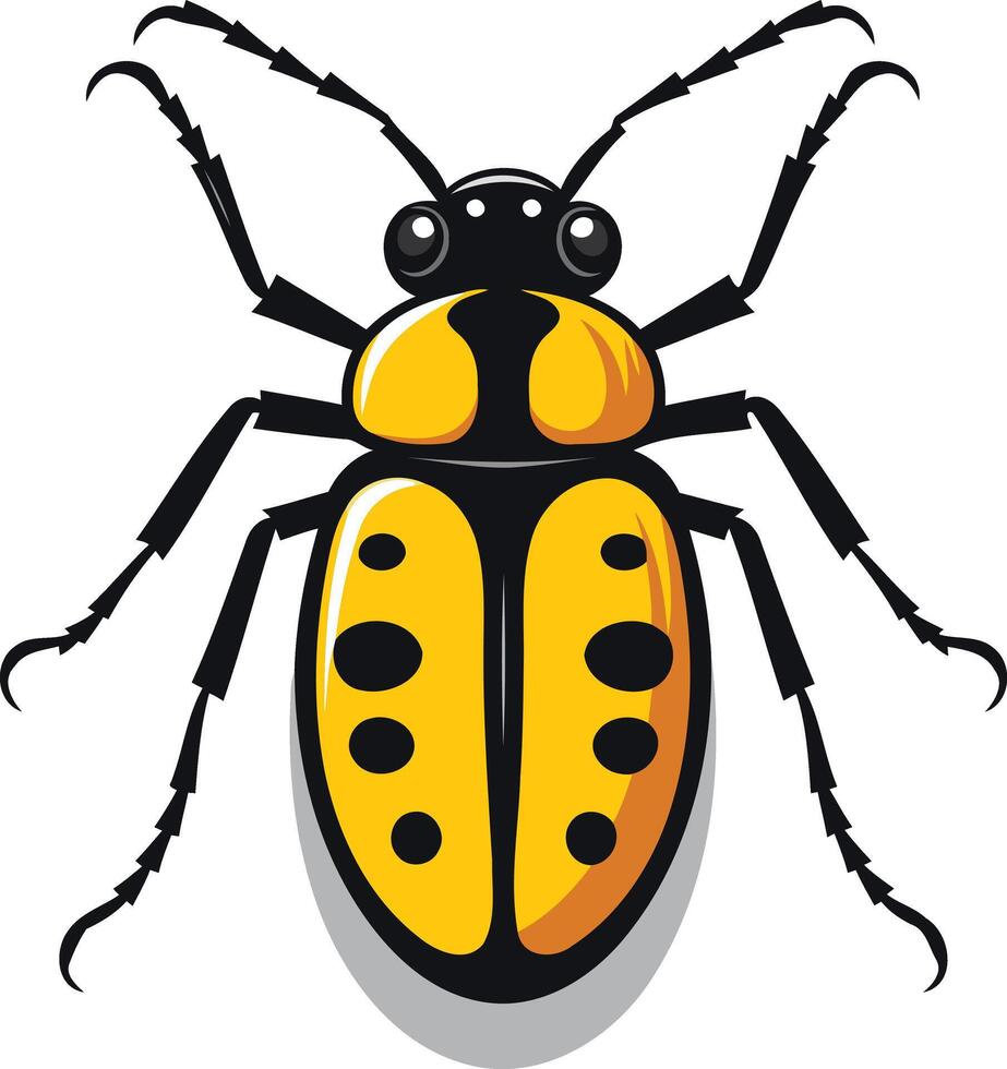 A cartoon illustration of a yellow and black beetle with large, expressive eyes vector