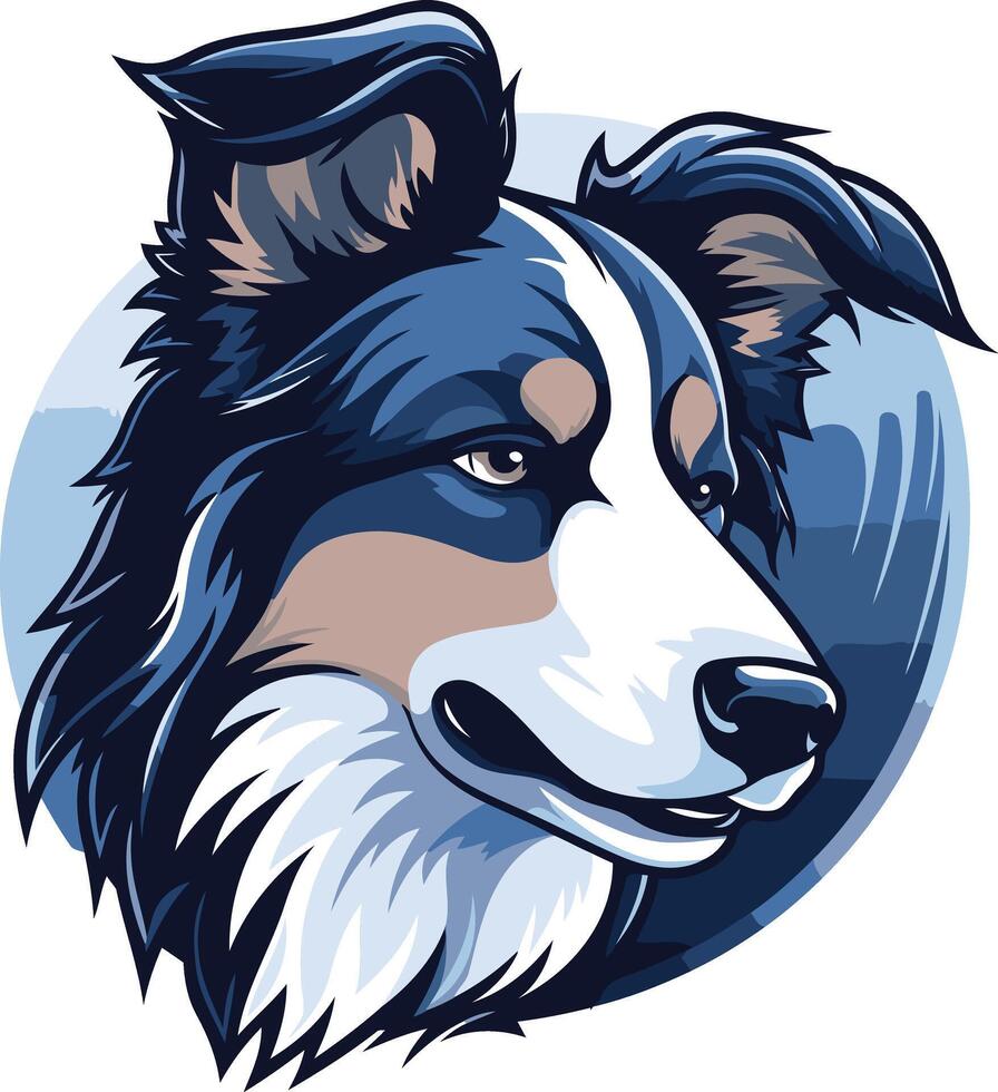 A striking, stylized illustration of a border collie's head, perfect for dog lovers, pet brands, and businesses seeking a loyal, intelligent, and energetic mascot vector
