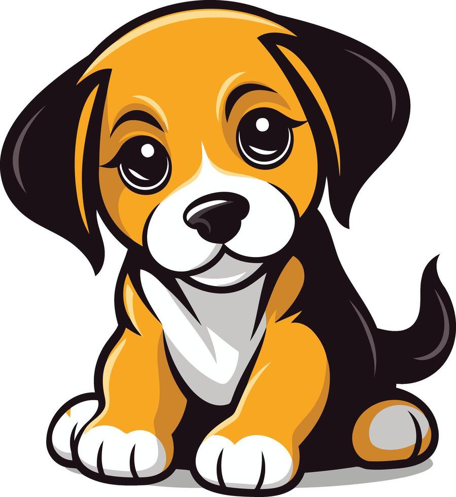 Adorable cartoon beagle puppy with big brown eyes vector