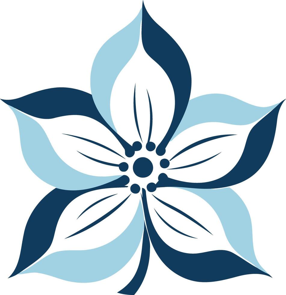 A simple, elegant floral design with blue and white color scheme vector