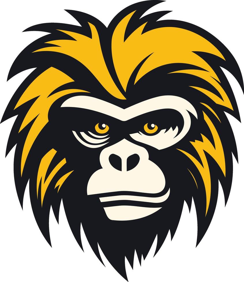 A bold, graphic illustration of a monkey's face vector