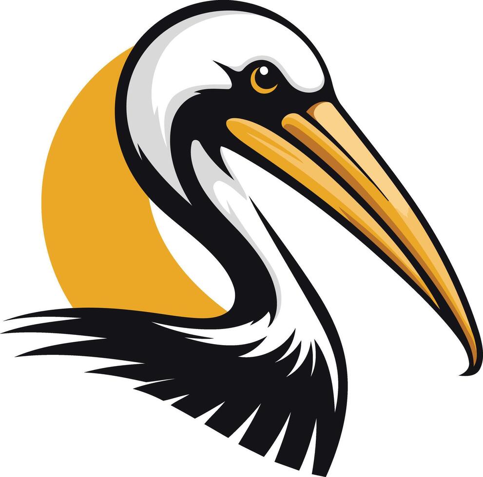 Bold, stylized pelican logo design vector