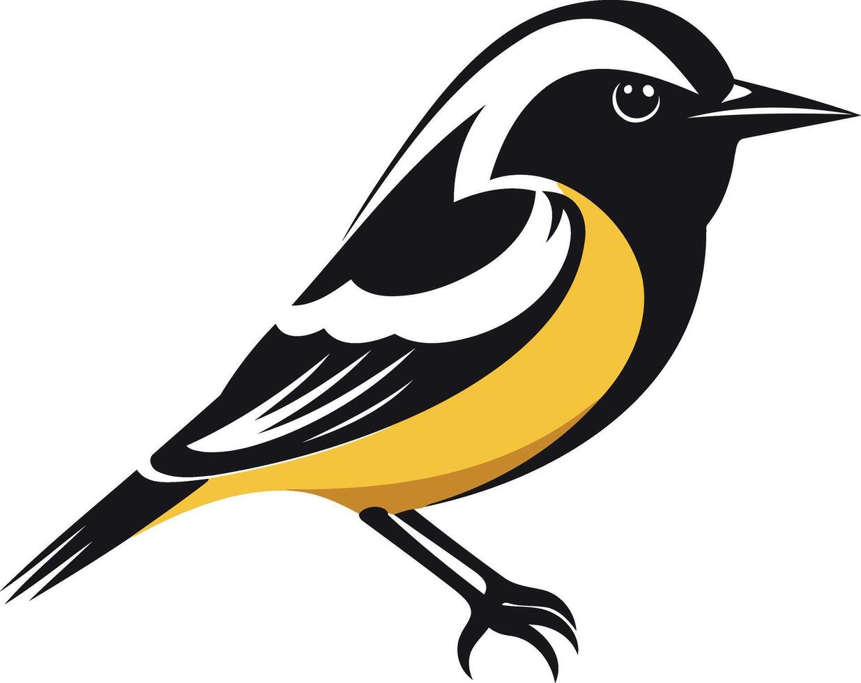 A stylized black and yellow bird, perfect for branding, design projects, or as a mascot vector