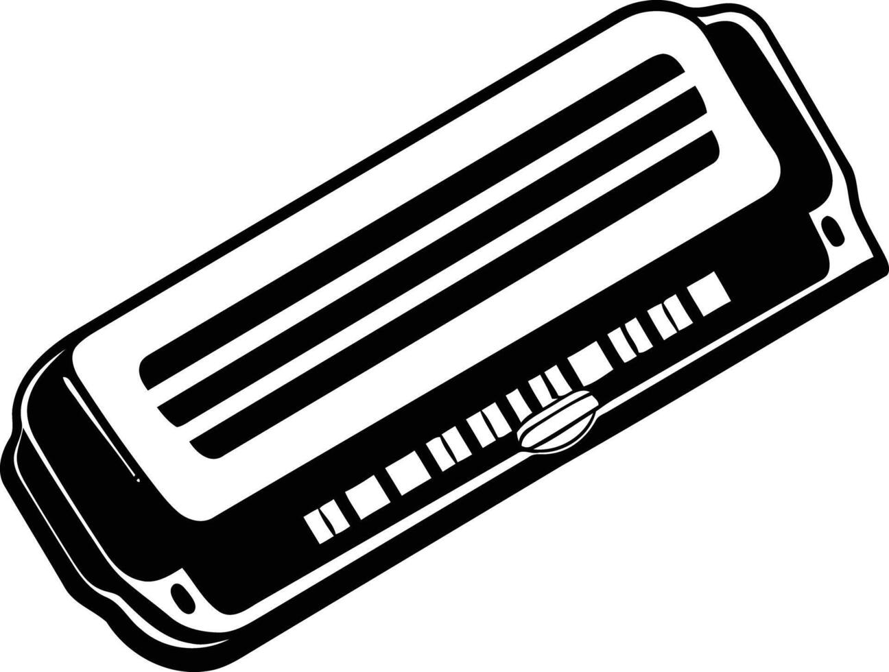 Black and white element illustration of a harmonica vector