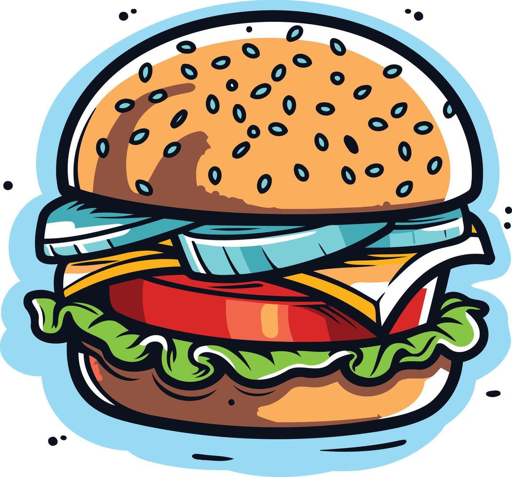 Cartoon Illustration of a Delicious Burger vector