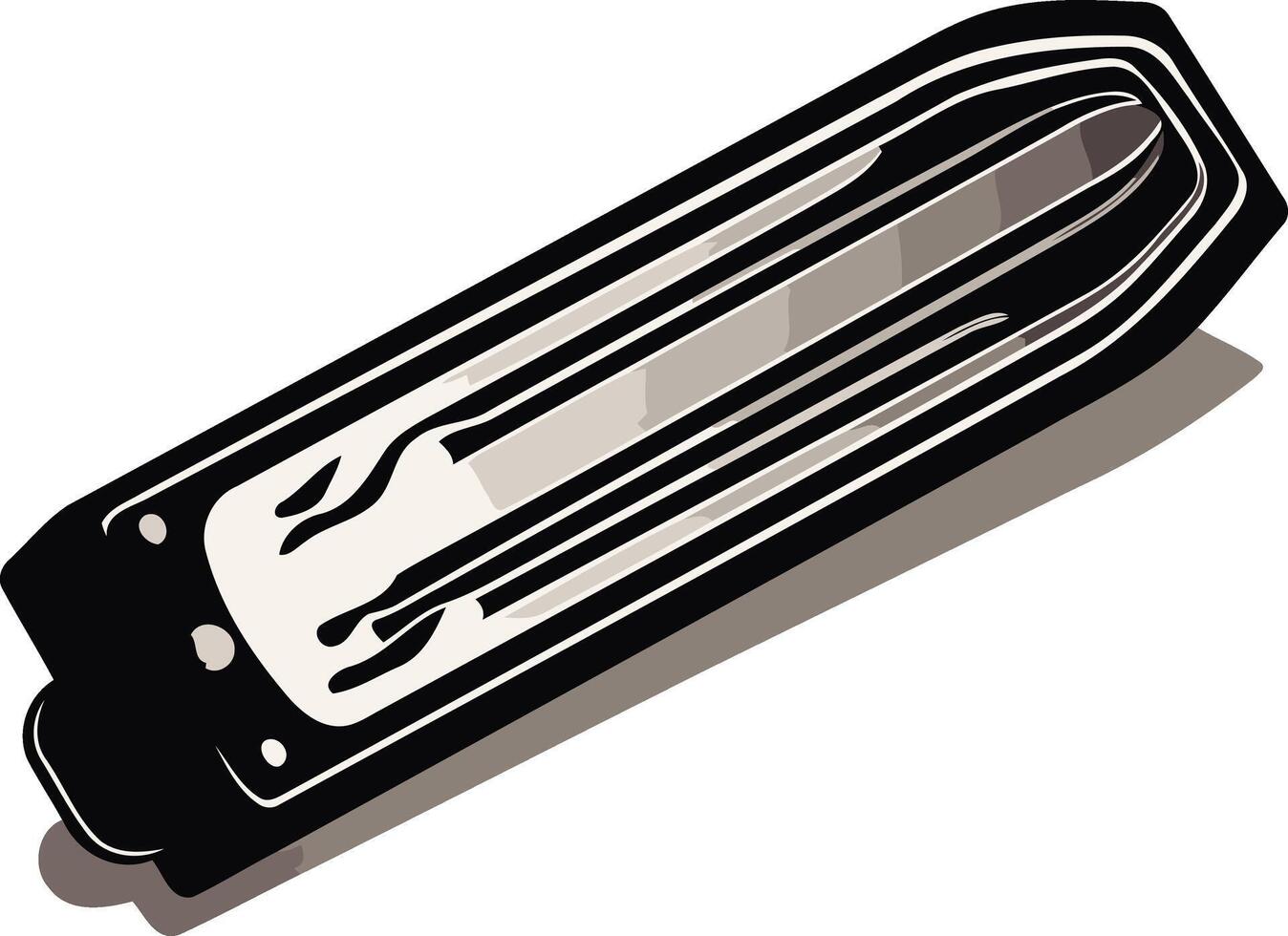 A black and white illustration of a vintage style harmonica vector