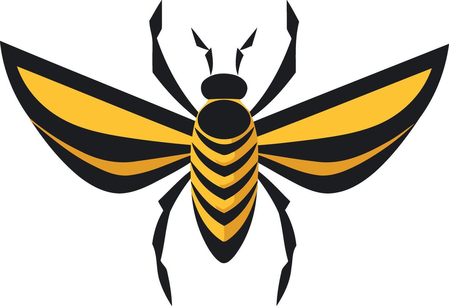 Abstract geometric wasp logo design with black and yellow stripes vector