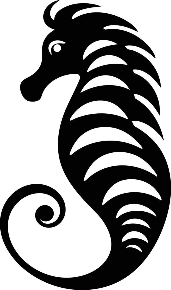 A simple yet elegant black and white illustration of a seahorse, perfect for adding a touch of ocean charm to your design projects vector