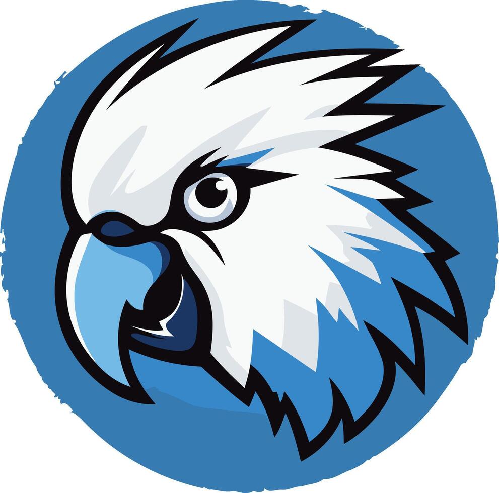 Blue and White Eagle Mascot Head Illustration vector