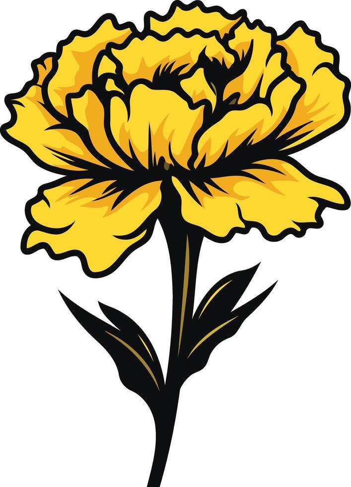 A vibrant yellow carnation flower with intricate details, perfect for adding a touch of elegance and nature to your designs vector