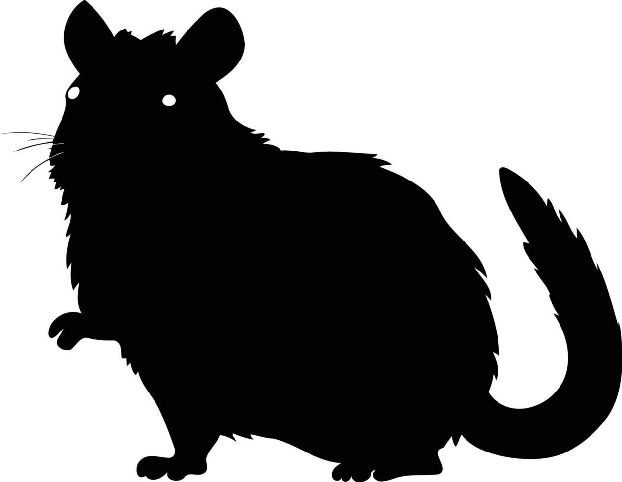Black and white silhouette of a cute gerbil vector