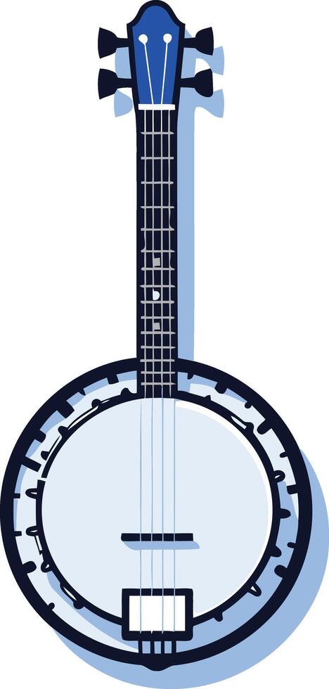 Simple illustration of a banjo in blue and white vector