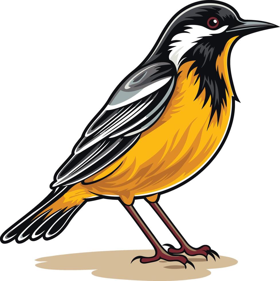A bright and cheerful illustration of a yellow and black bird with a bold design vector