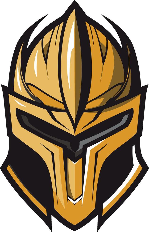 A fierce and powerful gold knight helmet logo, perfect for gaming teams, sports teams, and branding that wants to convey strength and dominance vector