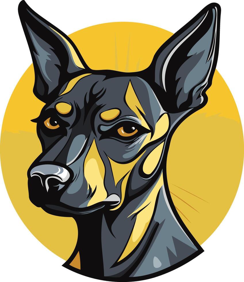 Portrait of a Black and Yellow Dog vector