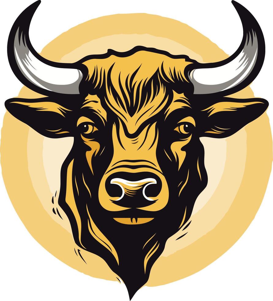 A powerful and striking element illustration of a bull's head, perfect for logos, branding, and design projects vector