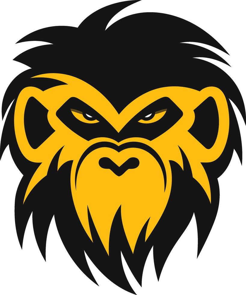 A fierce and bold logo featuring a stylized ape head with sharp, intense eyes vector
