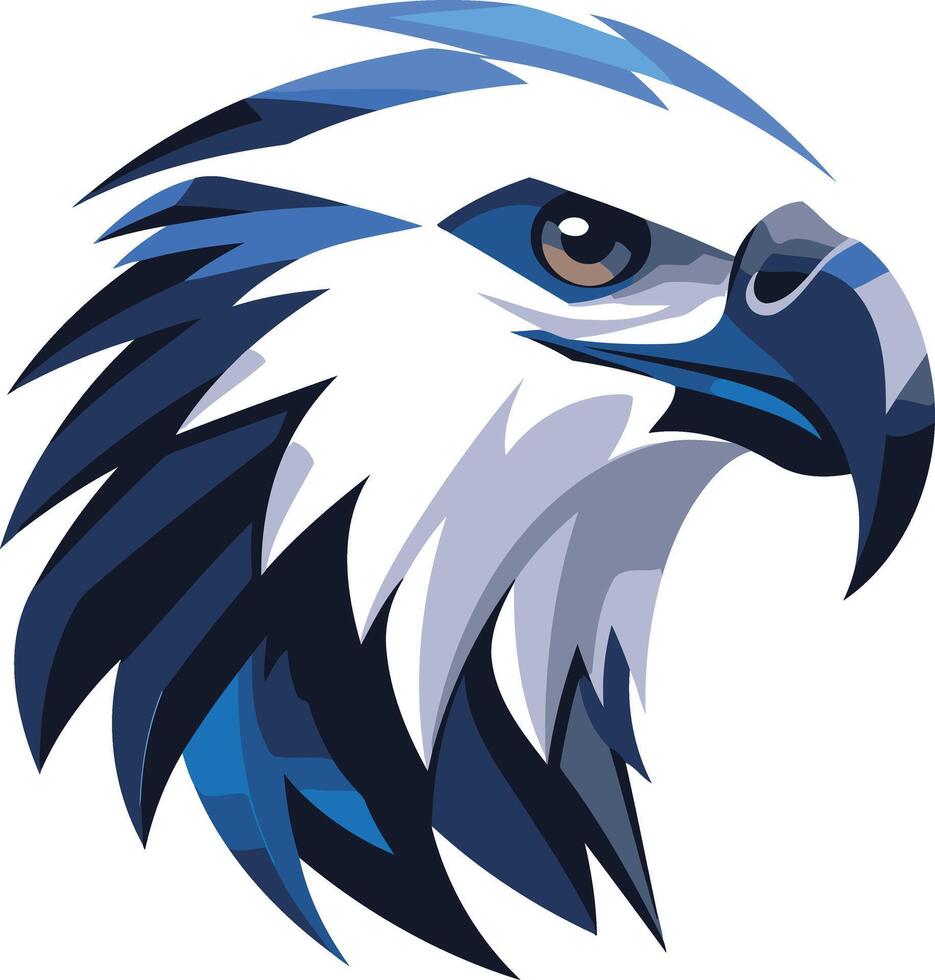 Abstract Eagle Head in Blue and White vector