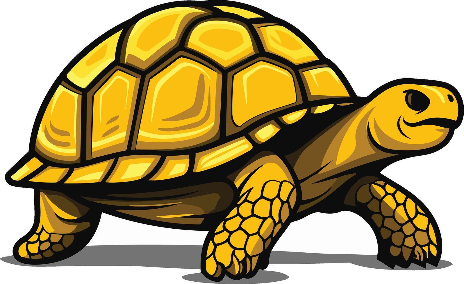 Cartoon illustration of a yellow tortoise walking vector