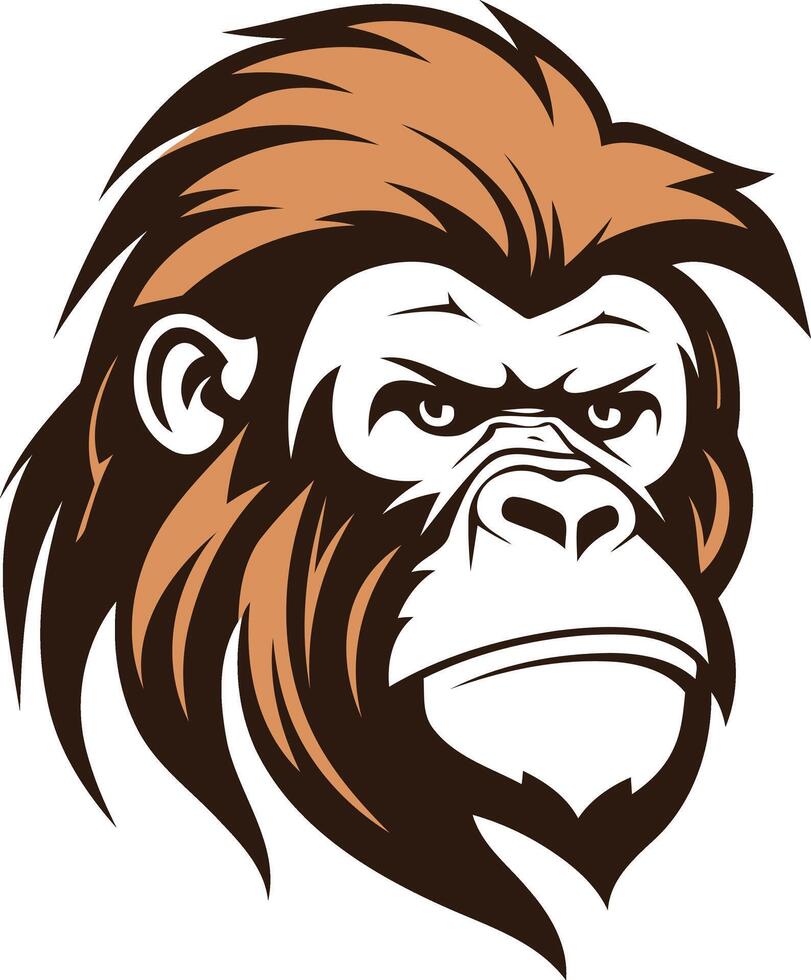 A powerful and striking illustration of a gorilla's face, perfect for branding, logos, or design projects needing a bold and primal touch vector