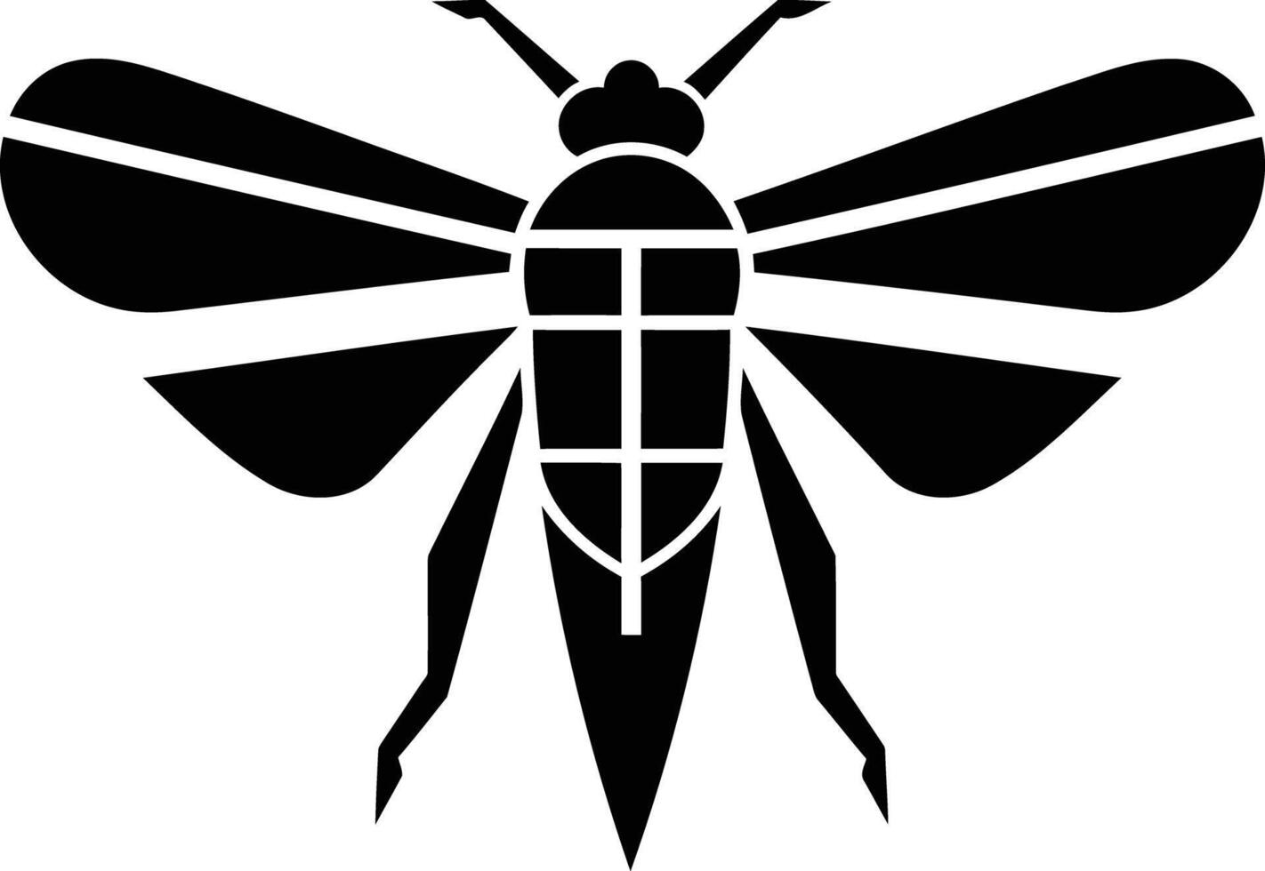 A bold and simple black and white silhouette of a moth, perfect for logo design, branding, or creating a unique design element vector