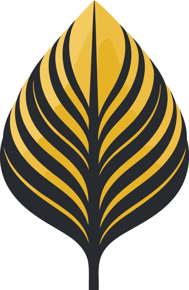Abstract leaf design with bold black and yellow stripes vector