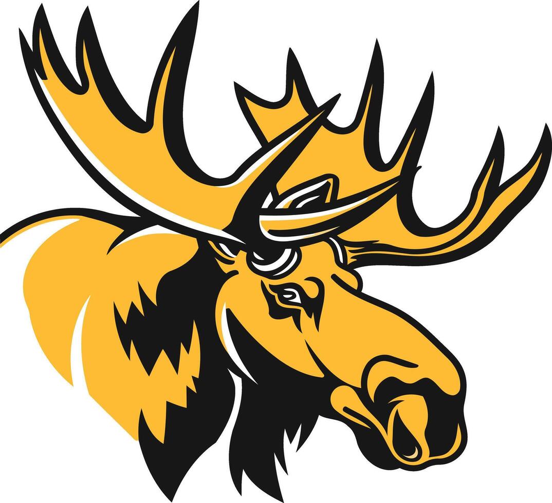Bold and powerful illustration of a moose head in a classic style, perfect for branding, logos, and sports teams vector