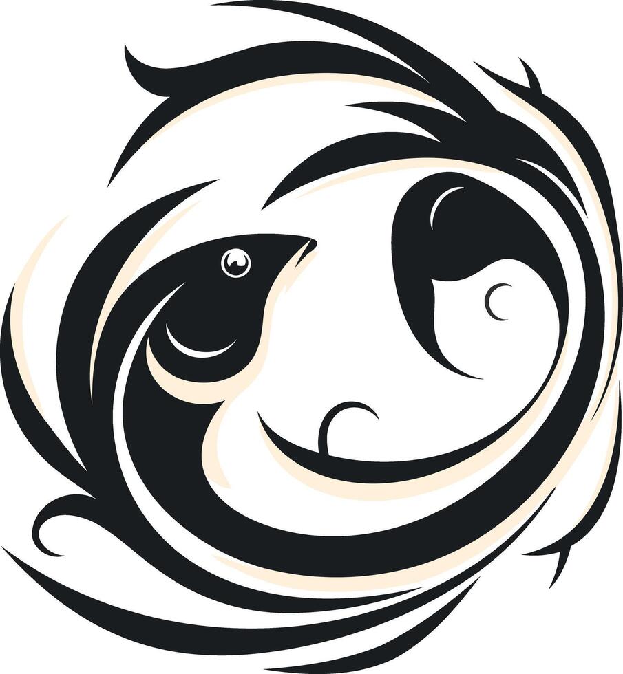 Stylized Black and White Fish Illustration vector