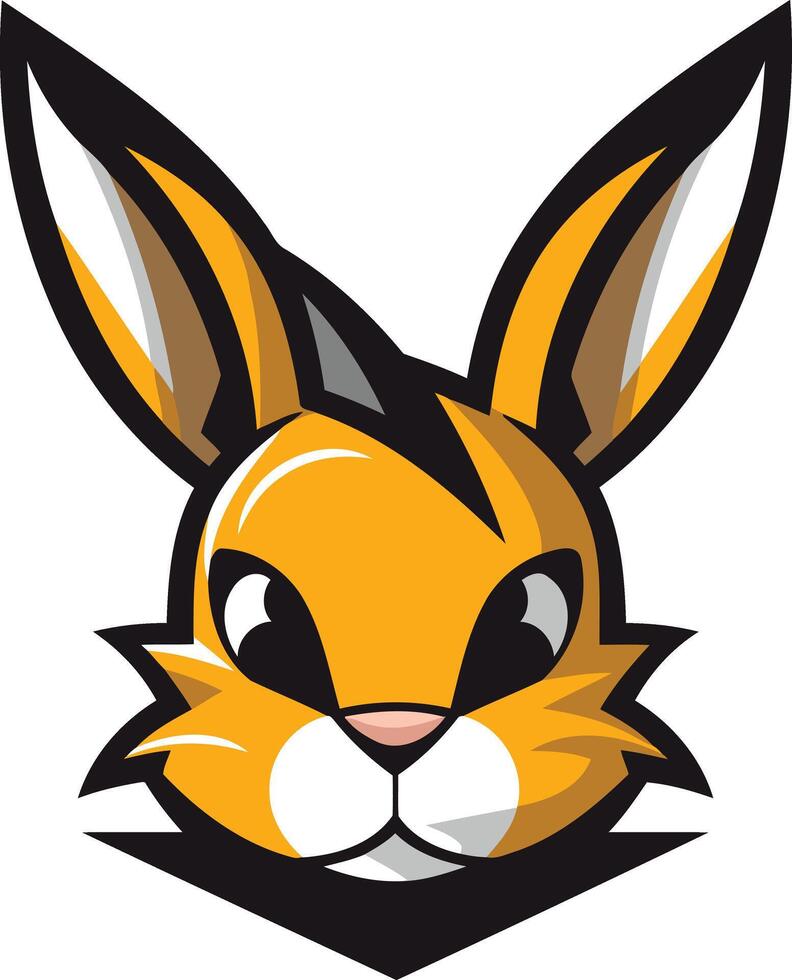 A friendly cartoon bunny logo design with yellow fur and black outline vector