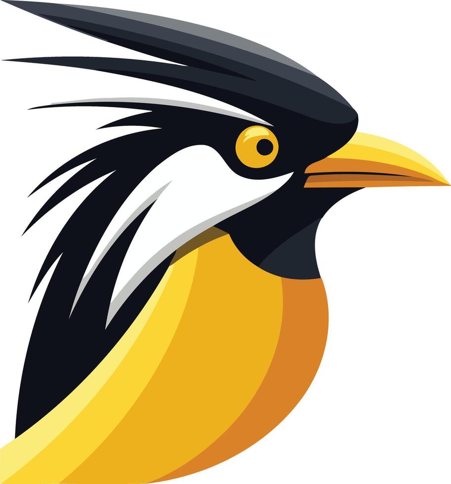 A bold and colorful illustration of a bird's head, perfect for logos, branding, and designs that require a touch of nature and energy vector