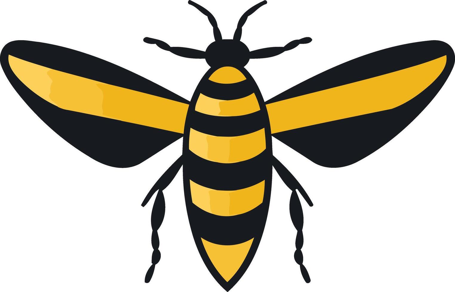 Simple, black and yellow bee icon vector