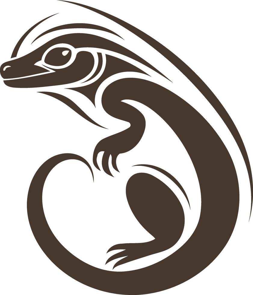 Stylized, tribal inspired lizard logo design, perfect for branding and design projects vector