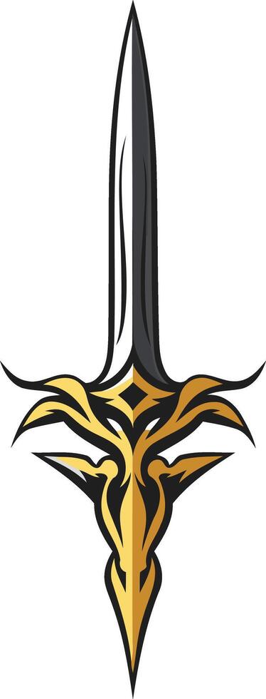 A sharp, stylized dagger with gold embellishments, perfect for branding or design projects that require a strong, edgy aesthetic vector
