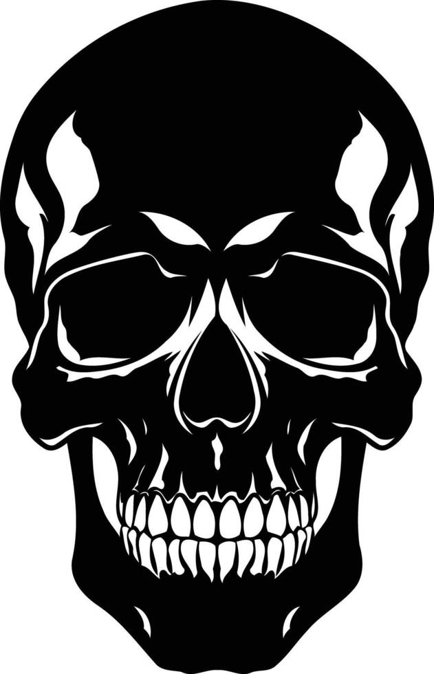 A bold, black silhouette of a human skull, perfect for designs with a gothic, edgy, or rebellious feel vector