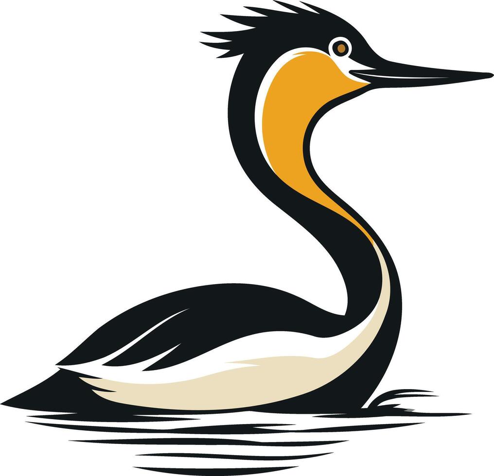 Simple, bold illustration of a great crested grebe vector