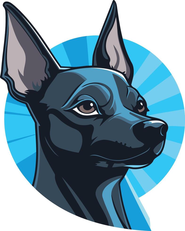 Portrait of a Black Dog with Big Ears vector