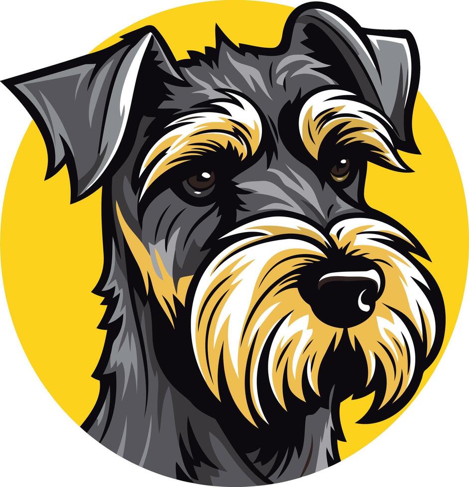 A detailed and playful illustration of a miniature schnauzer with a friendly expression vector