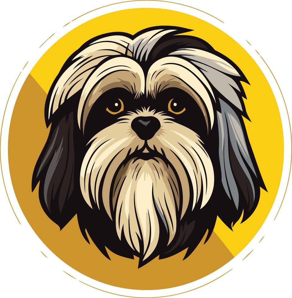 Cute cartoon illustration of a shih tzu dog, perfect for pet related businesses, websites, or social media vector