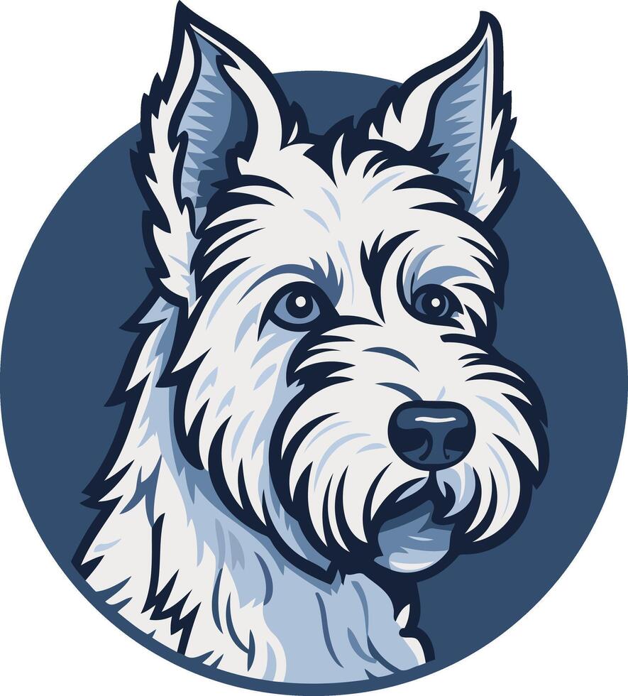 A friendly, cartoon style white west highland terrier with a cute expression, perfect for branding or pet related businesses vector