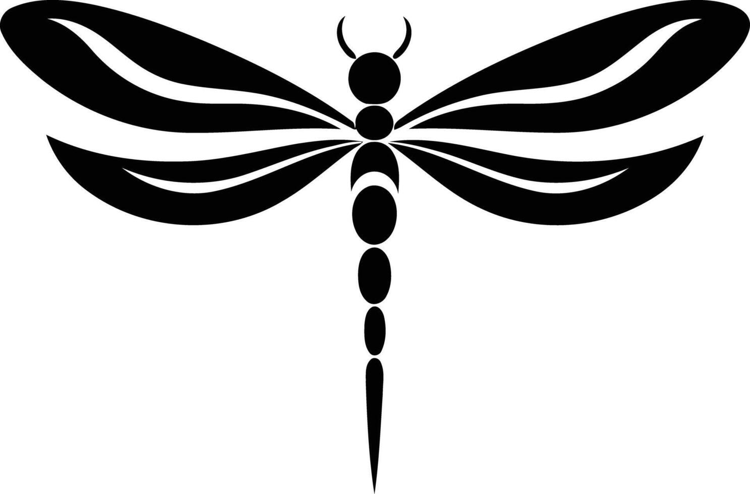 Simple, elegant dragonfly silhouette in black vector