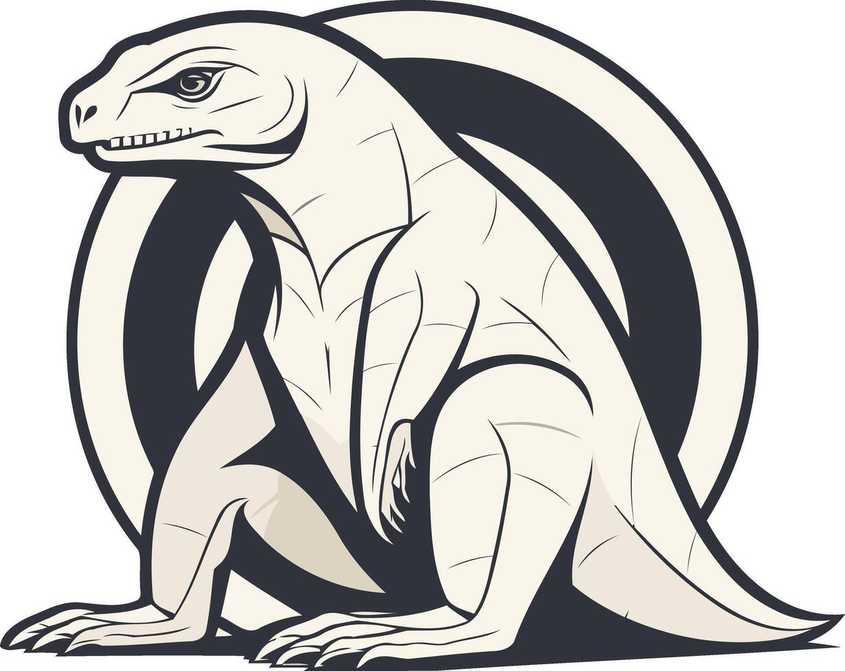 A fierce, stylized illustration of a reptilian creature in a powerful pose vector