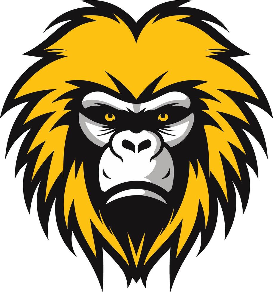 A fierce and powerful mascot design of a golden haired monkey or ape with sharp eyes and a determined expression vector